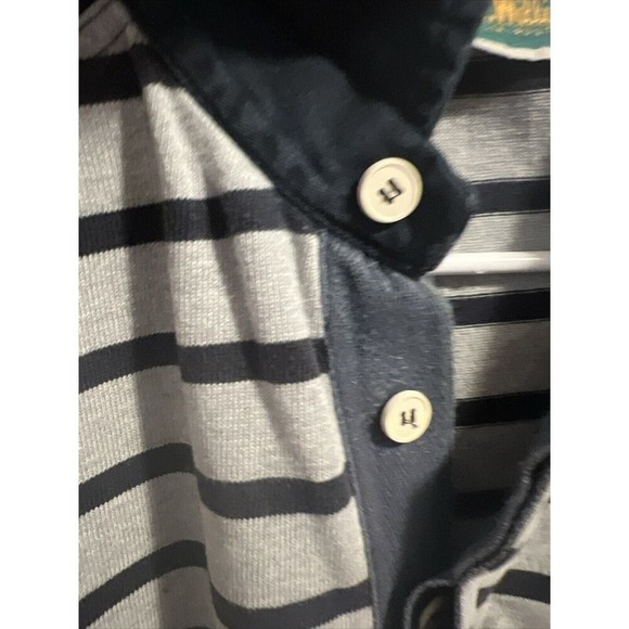 RM WILLIAMS Mens L Rugby Polo Striped Blue/Gray Collared Long Sleeve Jersey AUS - Picture 7 of 16